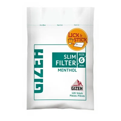 Kesica Gizeh SLIM FILTER 6mm MENTHOL – mentol slim filteri za motanje cigareta
