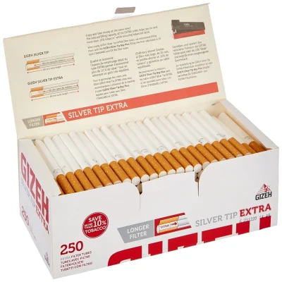 Pakovanje Gizeh SILVER TIP EXTRA 250 praznih tubica sa produženim filterom od 25mm