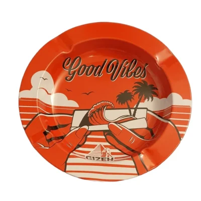 GIZEH Pepeljara Good Vibes okrugla metalna pepeljara sa letnjim dizajnom